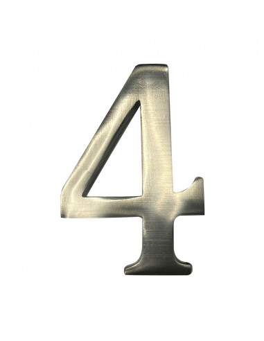 Numéro de maison 4 en nickel mat 10cm fixation invisible