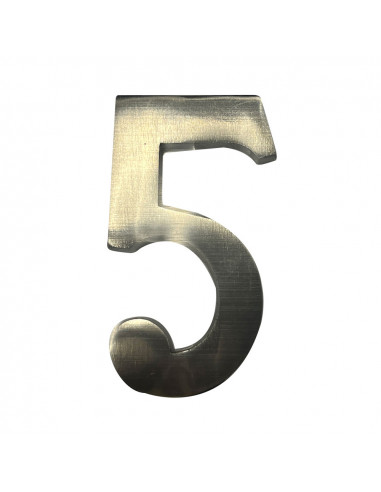 Numéro de maison 5 en nickel mat 10cm fixation invisible