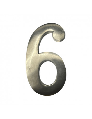 Numéro de maison 6 en nickel mat 10cm fixation invisible