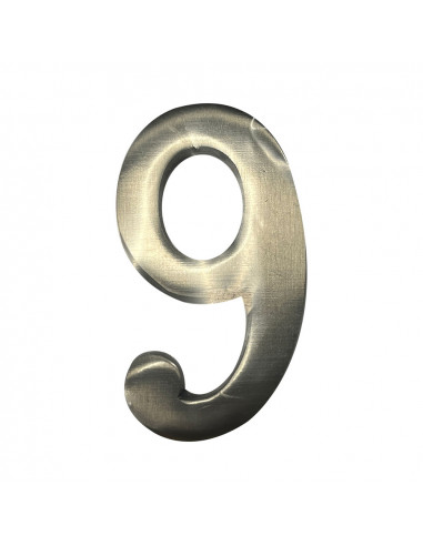 Numéro de maison 9 en nickel mat 10cm fixation invisible
