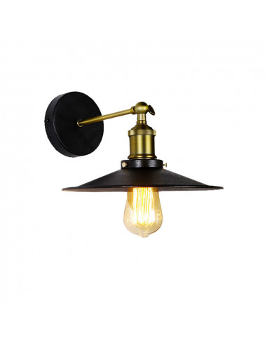Applique murale métallique vintage e27 60w couleur noire ø28x24,5x26cm edm