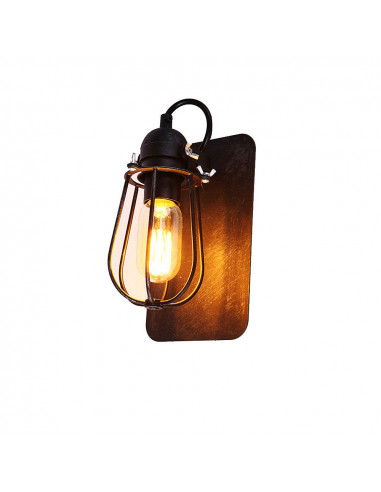 Applique murale métallique vintage e27 60w couleur noire 15x22cm edm