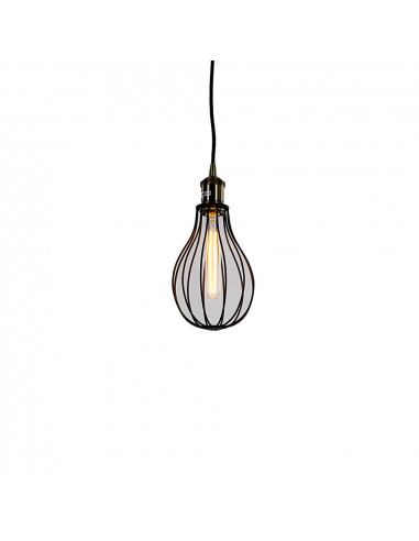 Plafonnier métallique vintage e27 60w couleur noire ø15x30cm edm