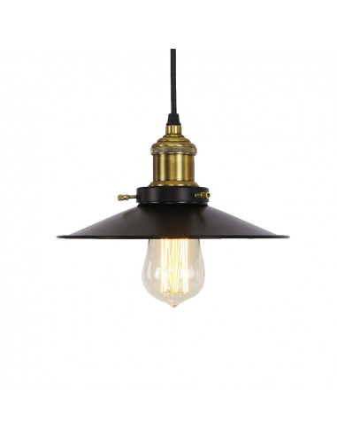 Plafonnier métallique vintage e27 60w couleur noire ø22x14cm edm