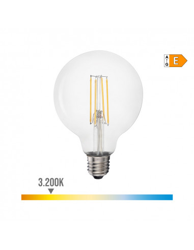 Ampoule ballon avec filament led e27 6w 800lm 3200k lumière chaude ø9.5x14.5cm edm