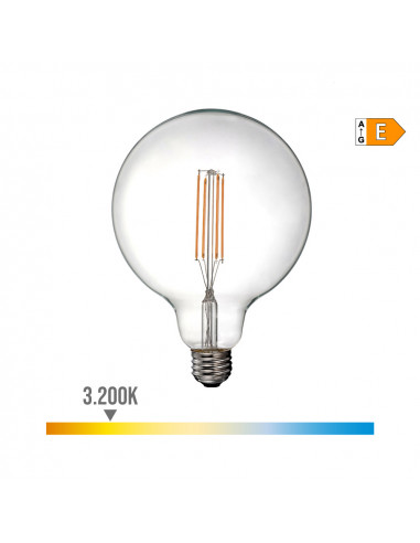 Ampoule ballon avec filament led e27 6w 800lm 3200k lumière chaude ø12.5x17cm edm