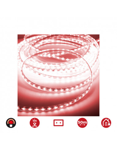 Bobine ruban led 60 leds/m 4,2w/m rouge edm ip44 220-240v euro/m 50m
