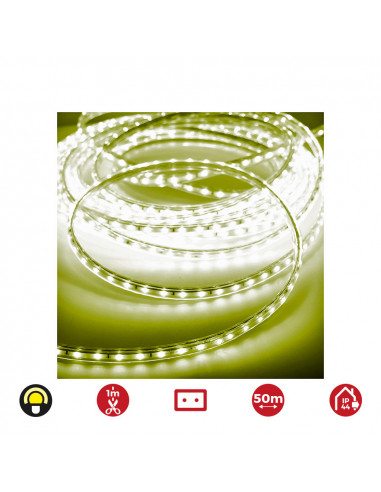 Bobine ruban led 60 leds/m 4,2w/m jaune edm ip44 220-240v euro/m 50m