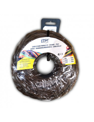 Câble parallel textile torsadé 3x1,5mm marron 25m