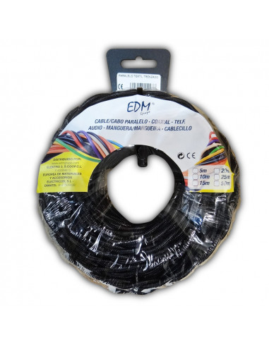 Câble parallel textile torsadé 2x1,5mm noir 25mts