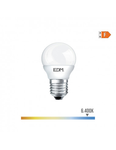 Ampoule sphérique led e27 7w 600lm 6400k lumière froide ø4,5x8,2cm edm