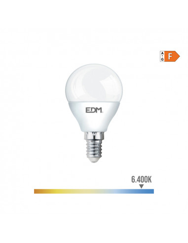 Ampoule sphérique led e14 7w 600lm 6400k lumière froide ø4,5x8,2cm edm