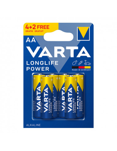 S.of. pile alcalin longlife power aa - lr06 varta (emballage 6 unit 4+2) ø14,5x50,5mm