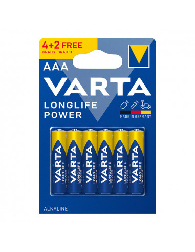 S.of. pile alcalin longlife power aaa - lr03 varta (emballage 6 unit 4+2) ø10,5x44,5mm