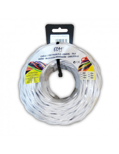 Câble parallel textile torsadé 3x2,5mm blanc 5m