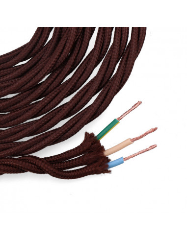 Câble parallel textile torsadé 3x1mm marron 5m