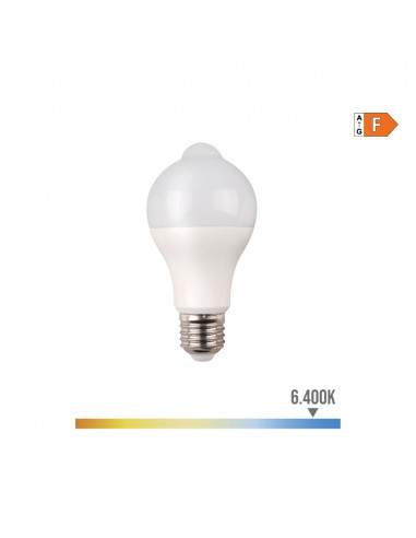 Ampoule led standard avec "capteur de présence et de crépuscule" e27 12w 1055lm 6400k lumière froide ø6x11cm edm