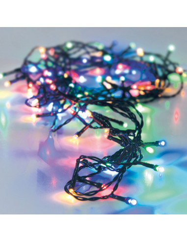 Guirlande à piles câble vert 48 leds multicouleur longueur distance entre led 7,5cm ip44 multif. 4m