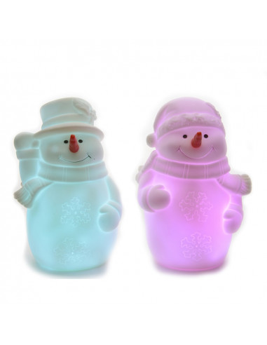 Figurine bonhomme de neige doux led 13cm 3xlr44