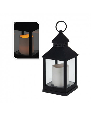 Lanterne à bougie led 10.5x10.5x23cm noir