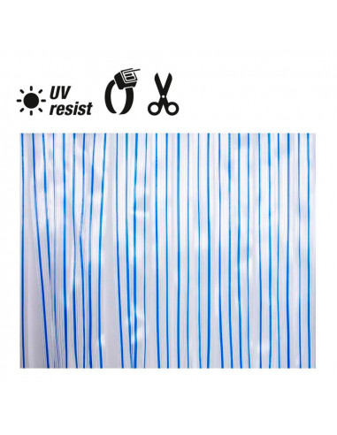 Rideau de ruban en plastique. couleur bleu-transparent 32 bandes 90x210cm edm