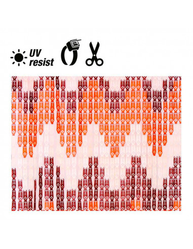 Rideau en plastique chaine nordique dessin couleur orange 33 bandes 90x210cm edm