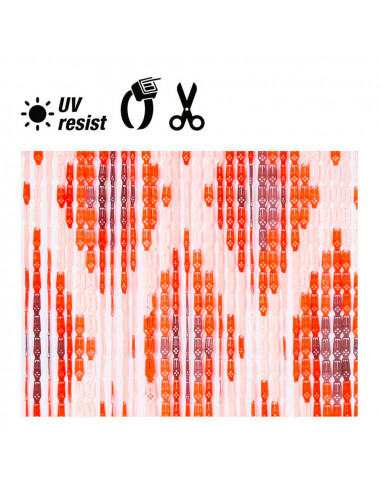Rideau plastique diamant chaîne dessin couleur orange 33 bandes 90x210cm edm