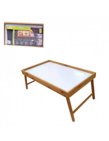 Plateau pliable pour petit déjeuner au lit bamboo 50x30x22cm