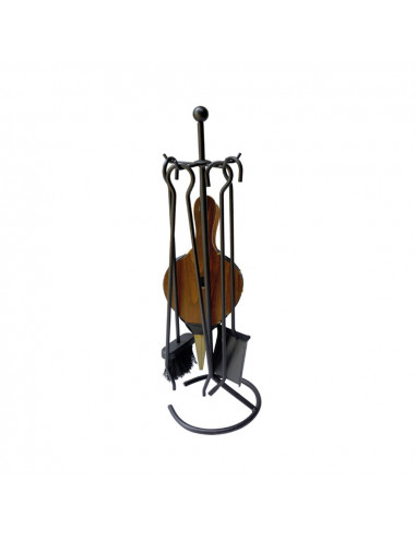 Serviteur de cheminée deluxe noir 5 pièces h66cm edm