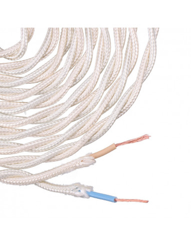 Câble textile tressé 2x0,75mm c-15 beige soie 5m