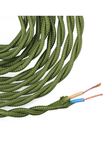 Câble textile tressé 2x0.75mm c-18 vert soie 5m