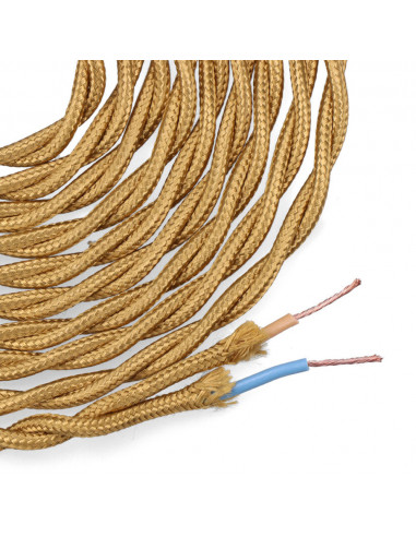 Câble textile tressé 2x0,75mm c-45 or mat soie 5m