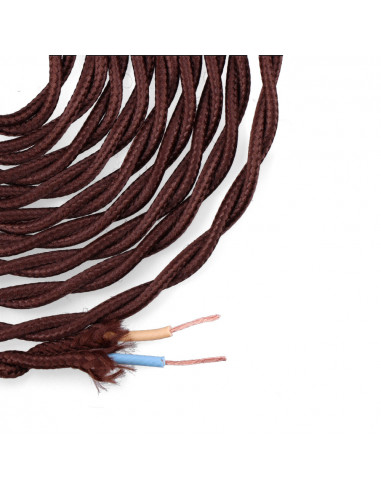 Câble textile tressé 2x0,75mm c-20 soie marron 5m