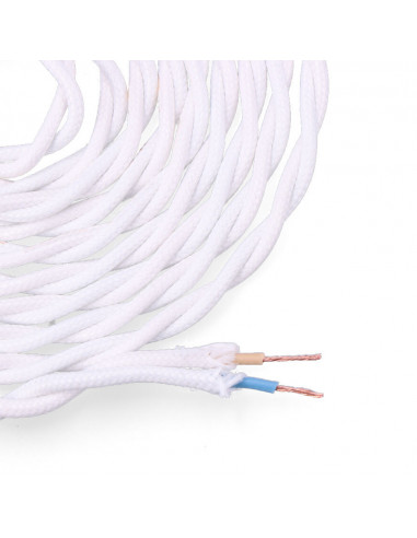 Câble textile tressé 2x0.75mm blanc 5m