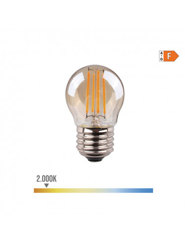 Ampoule sphérique à filament led vintage verre e27 4.5w 350lm 2000k lumière chaude ø4.5x7.8cm edm
