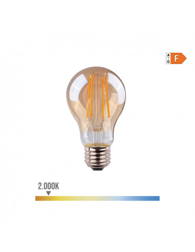 Ampoule standard avec filament led vintage verre e27 6w 500lm 2000k lumière chaude ø6x10,6cm edm