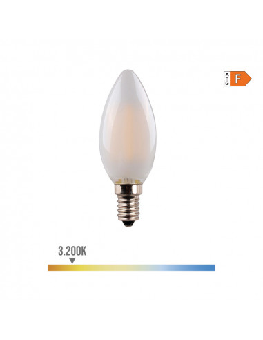 Ampoule bougie avec filament led. verre mat e14 4.5w 470lm 3200k lumière chaude ø3.5x9.8cm edm