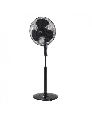 Ventilateur de pied noir avec base circulaire puissance: 45w helices: ø40cm hauteur reglable 110-130cm edm