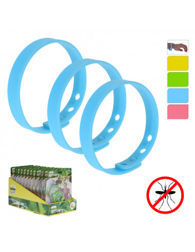 Lot de 3 bracelets anti-moustique ajustables avec citronnelle 21cm reutilisables couleurs assorties