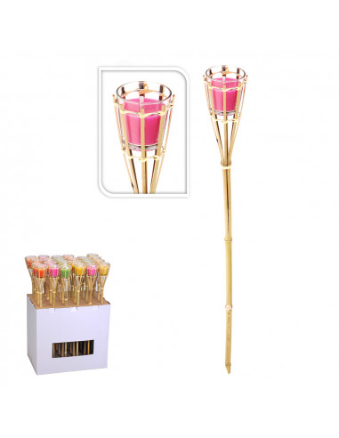 Torche de jardin avec bougie citronelle anti-moustique ø7,5x76cm euro/u