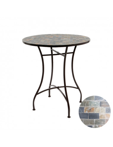 Table métal/mosaïque couleur: marron ø70x77cm modèle stuttgart pour extérieur