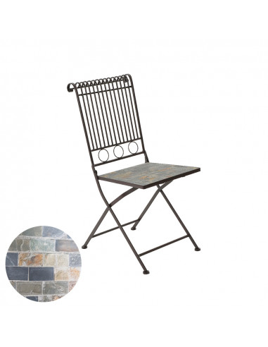 Chaise métallique/mosaïque couleur: marron 39x39x90cm modèle stuttgart pour extérieur