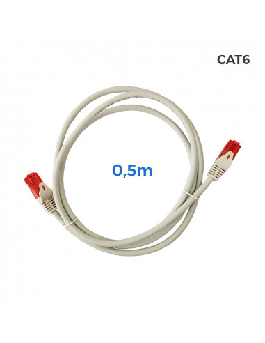 Câble utp catégorie 6 rj45 cuivre lshz gris 0,5m