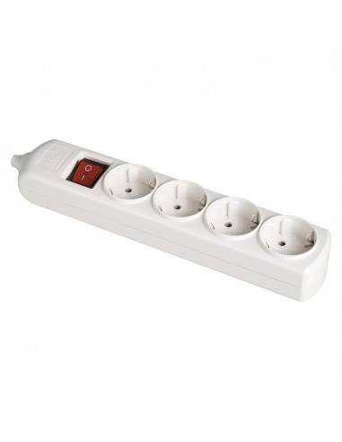Multiprise bipolaire 4 prises t/t latérale 16a 250v blanche + interrupteur à voyant solera 8004il