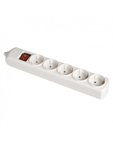 Multiprise bipolaire 5 prises t/t latérale 16a 250v blanche + interrupteur à voyant solera 8002il