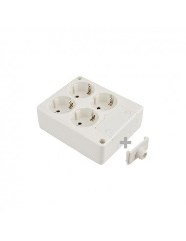 Multiprise bipolaire 4 prises t/t latérale 16a 250v blanche solera 8104