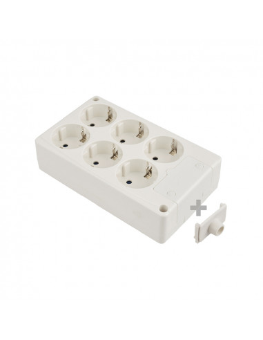 Multiprise bipolaire 6 prises t/t latérale 16a 250v blanche solera 8106