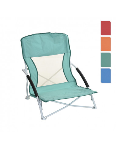 Chaise de plage pliante métallique 50x40x65cm couleurs assorties