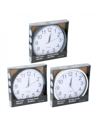 Horloge murale 2ø5x3 cm 3 couelurs assortis