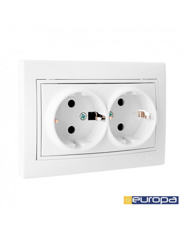 Double prise t/tl avec obturateur 16a 250v solera erp60/2u
